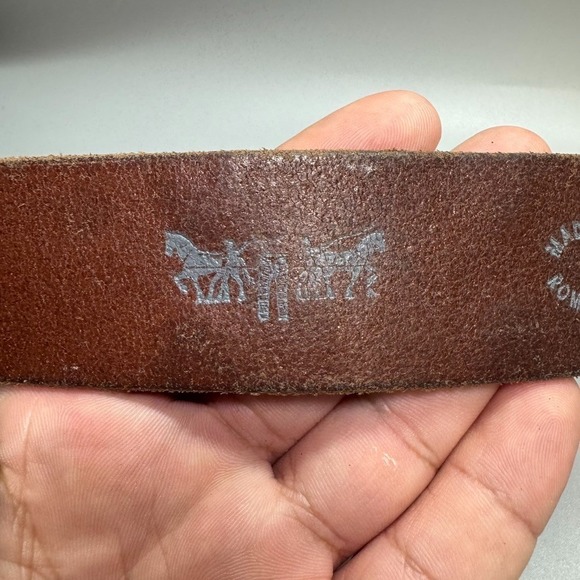 Y2K Levi's  Embroidered Belt Men's Sz‎ 32-36 Brown Genuine Leather - Picture 4 of 6